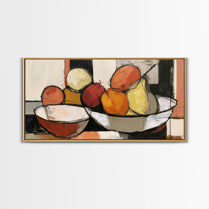 Bold Still Life of Fruit Framed Canvas Print, Expressionist Art, Digital Prints, Living Room Decor, Abstract Art, Expression, EXP-2x1-37