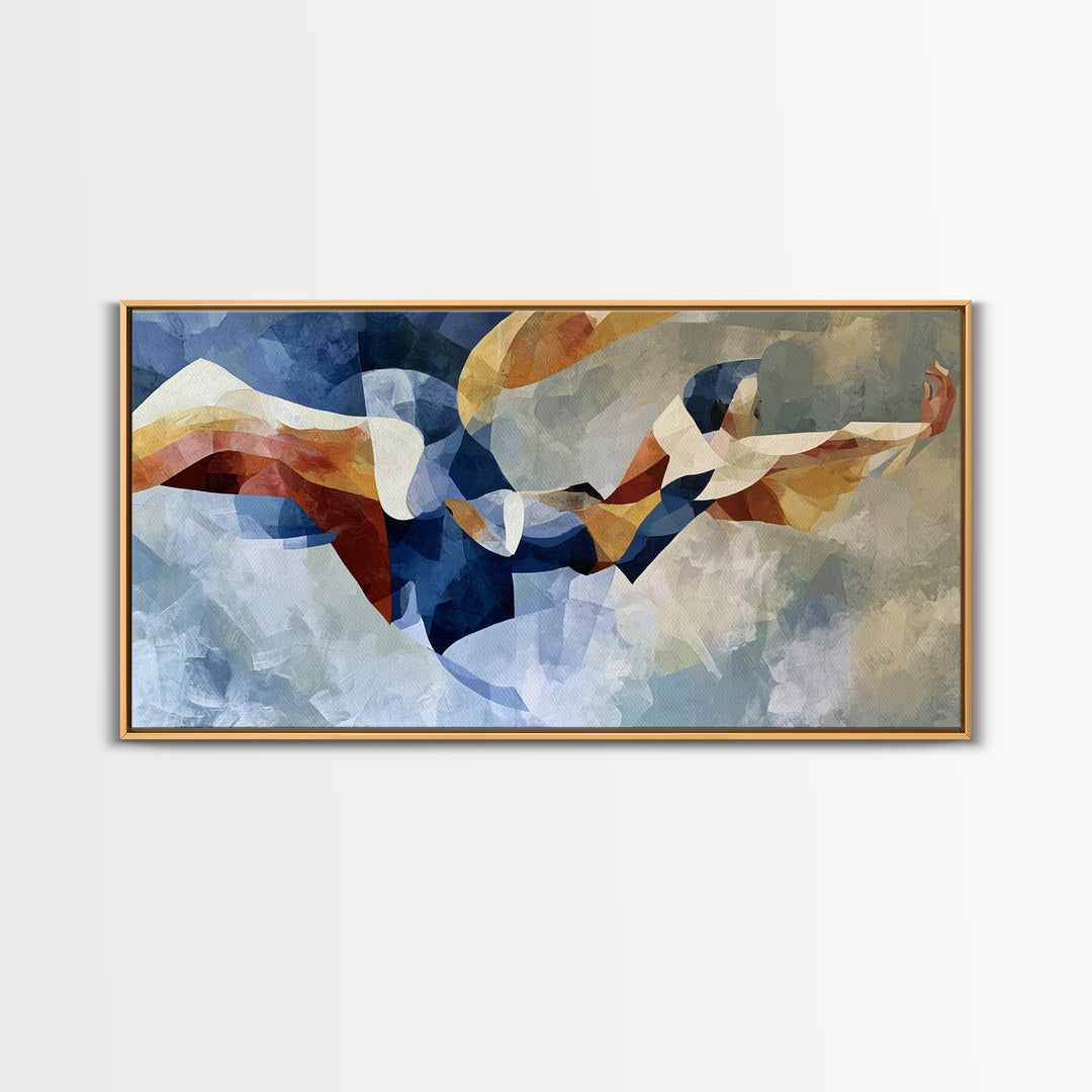 Dancer Figure Fractured into Vibrant Movement Canvas Print, Expressionist Art, Painting, Living Room Decor, Expression, EXP-2x1-48