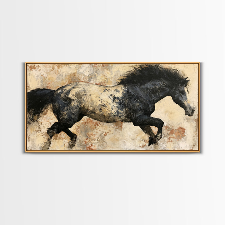 Expressionist Horse in Motion with Wild Mane Canvas Print, Expressionist Art, Minimalist Decor, Living Room Decor, Expression, EXP-2x1-6