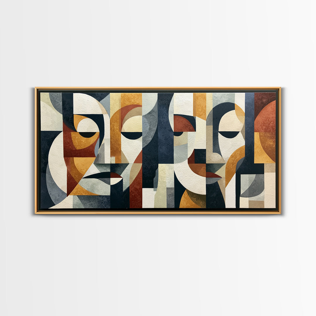 Abstract Face Split by Contrasting Emotions Canvas Print, Expressionist Art, Downloadable Prints, Living Room Decor, Expression, EXP-2x1-79