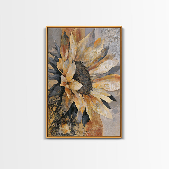 Sunflowers Twisting in Intense Painted Energy Canvas Print, Expressionist Art, Gallery Decor, Living Room Decor, Expression, EXP-2x3-16