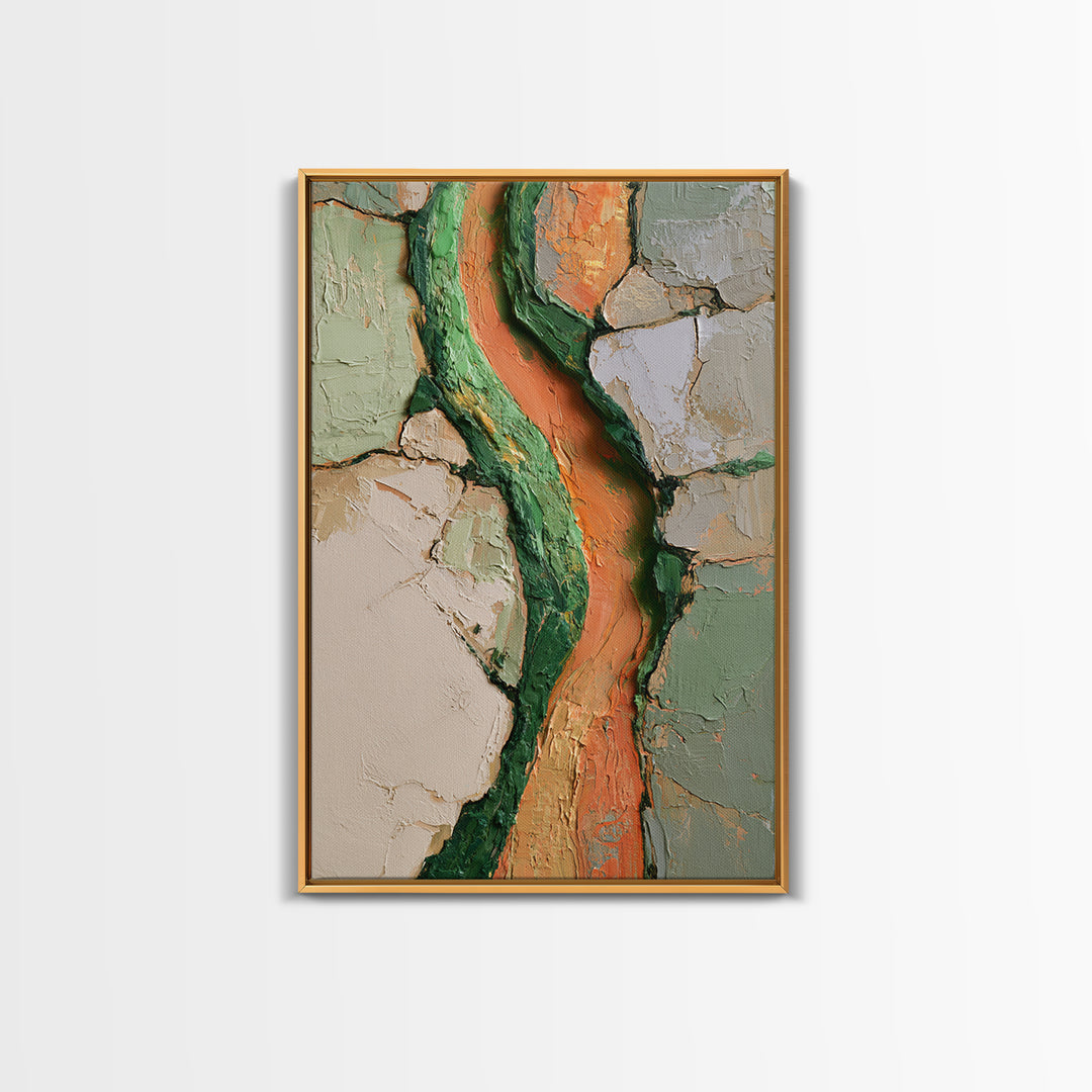 Garden Path with Thick Green and Orange Canvas Print, Expressionist Art, Canvas Art, Living Room Decor, Expression, EXP-2x3-94