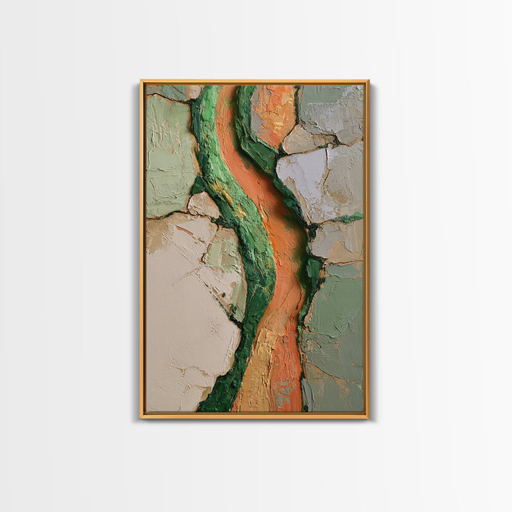Garden Path with Thick Green and Orange Canvas Print, Expressionist Art, Canvas Art, Living Room Decor, Expression, EXP-2x3-94