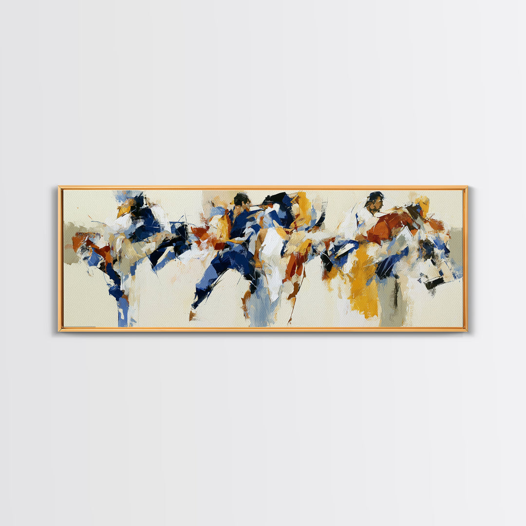 Dancer Figure Fractured into Vibrant Movement Canvas Print, Expressionist Art, Minimalist Wall Art, Living Room Decor, EXP-3x1-20