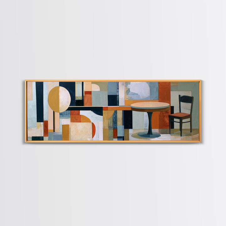 Lonely Caf Table Canvas Print, Expressionist Art, Blue Wall Art, Living Room Decor, Fine Art, Expression, Luxury Decor, EXP-3x1-45
