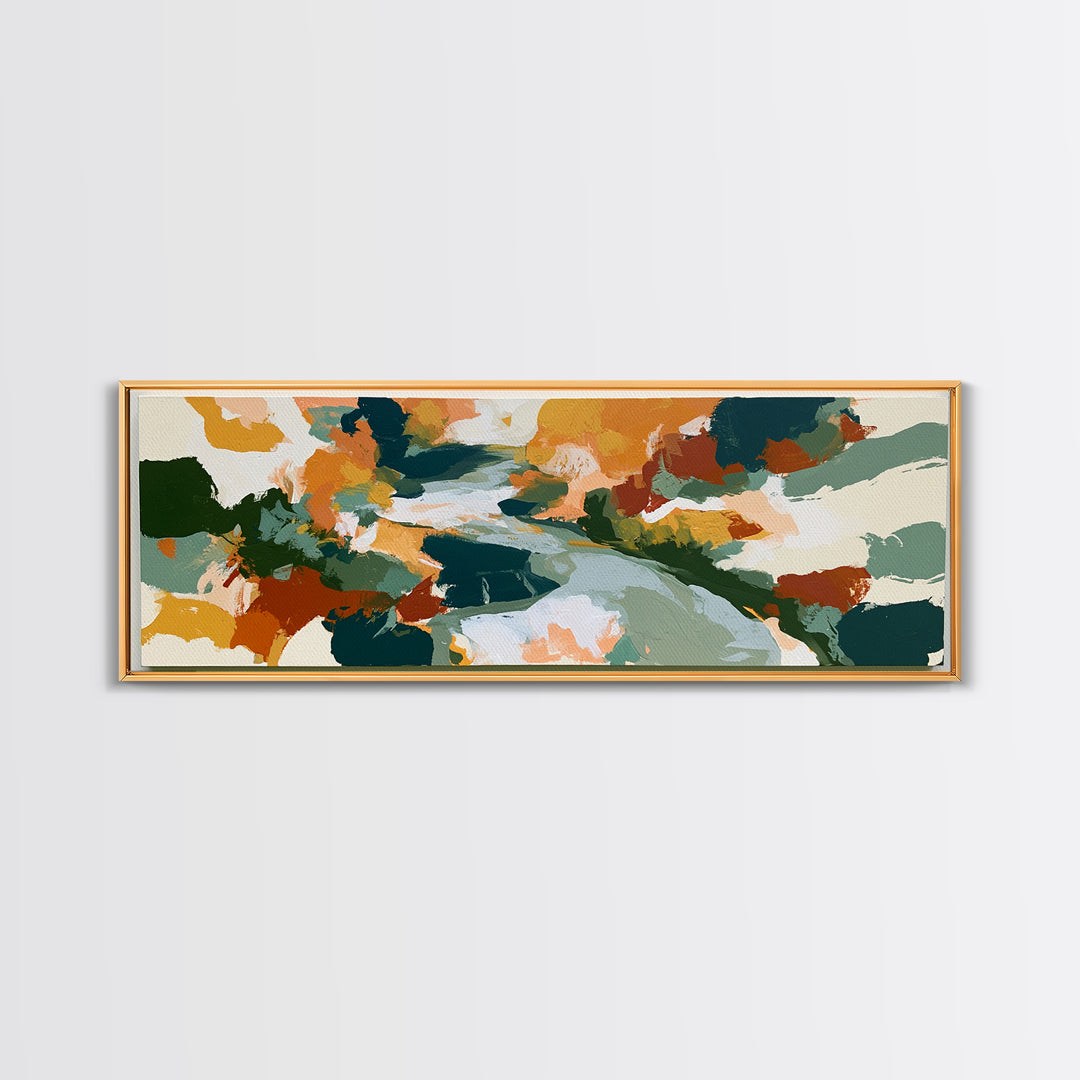 Garden Path with Thick Green and Orange Canvas Print, Expressionist Art, Downloadable Prints, Living Room Decor, Expression, EXP-3x1-54