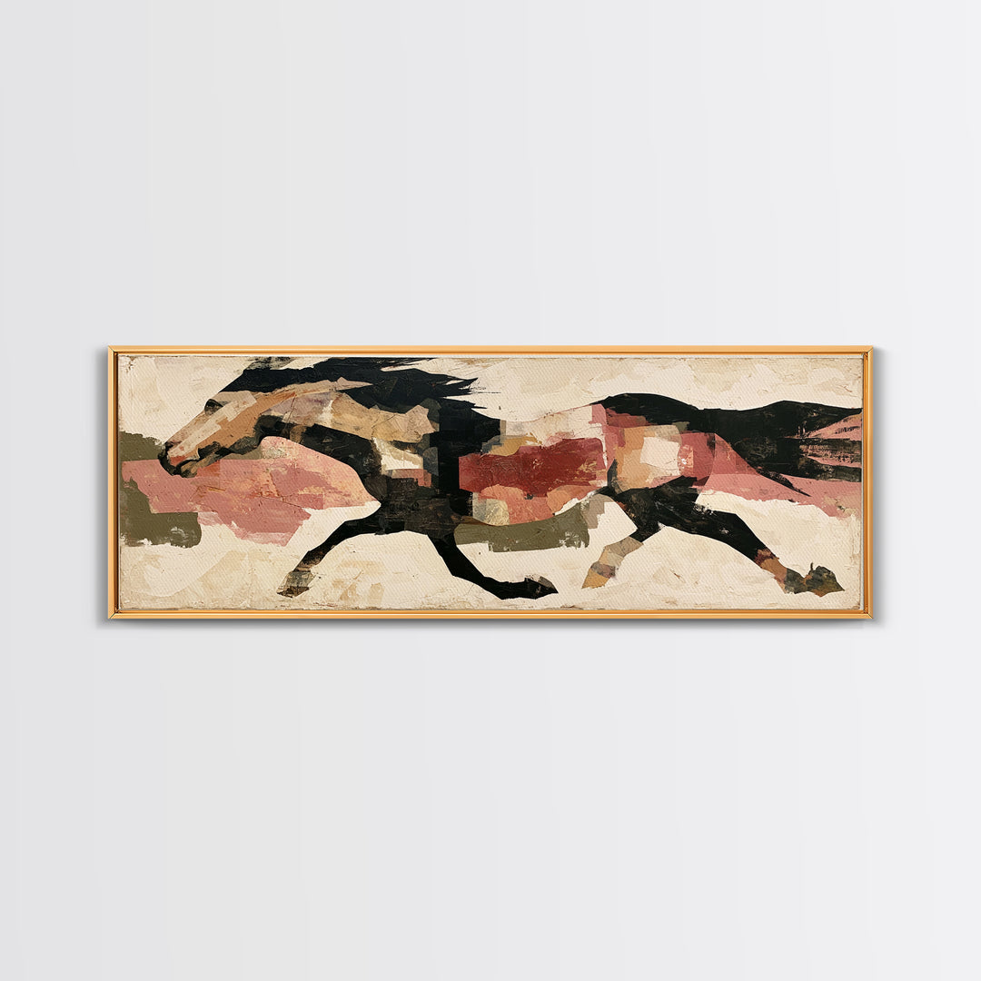 Expressionist Horse in Motion with Wild Mane Canvas Print, Expressionist Art, Modern Wall Art, Living Room Decor, Expression, EXP-3x1-74