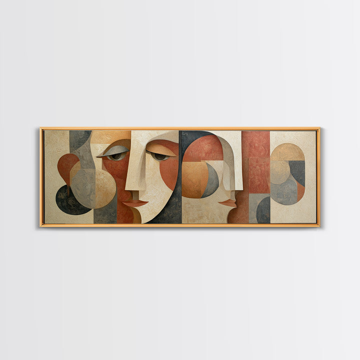 Abstract Face Split by Contrasting Emotions Canvas Print, Expressionist Art, Canvas Art, Living Room Decor, Expression, EXP-3x1-75