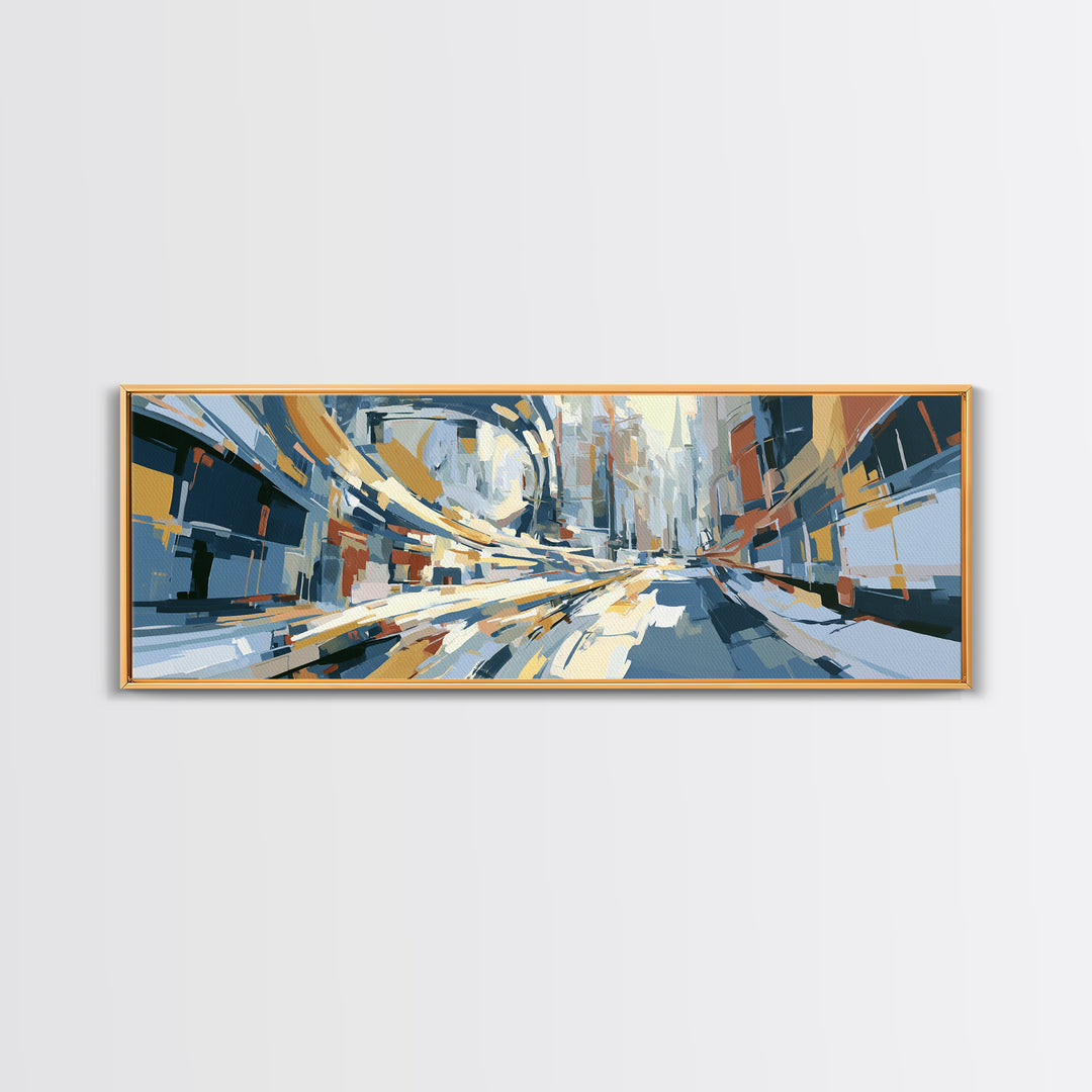 Distorted City Street Framed Canvas Print, Expressionist Art, Boho Decor, Living Room Decor, Oil Painting, Expression, EXP-3x1-89