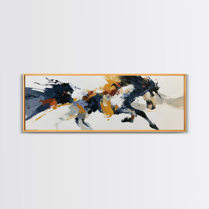 Expressionist Horse in Motion with Wild Mane Canvas Print, Expressionist Art, Minimalist Wall Art, Living Room Decor, EXP-3x1-98