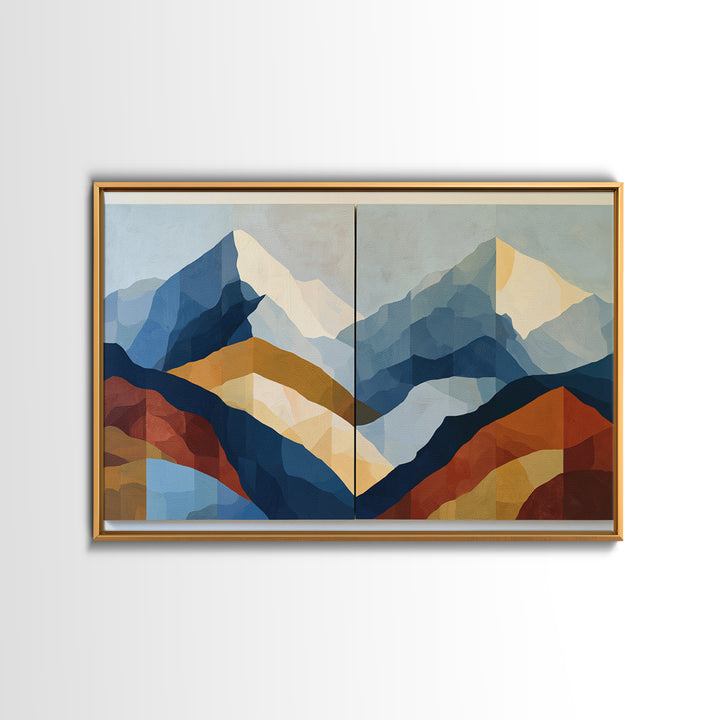 Mountain Landscape in Vibrating Color Bands Canvas Print, Expressionist Art, Unique Wall Art, Living Room Decor, Expression, EXP-3x2-1