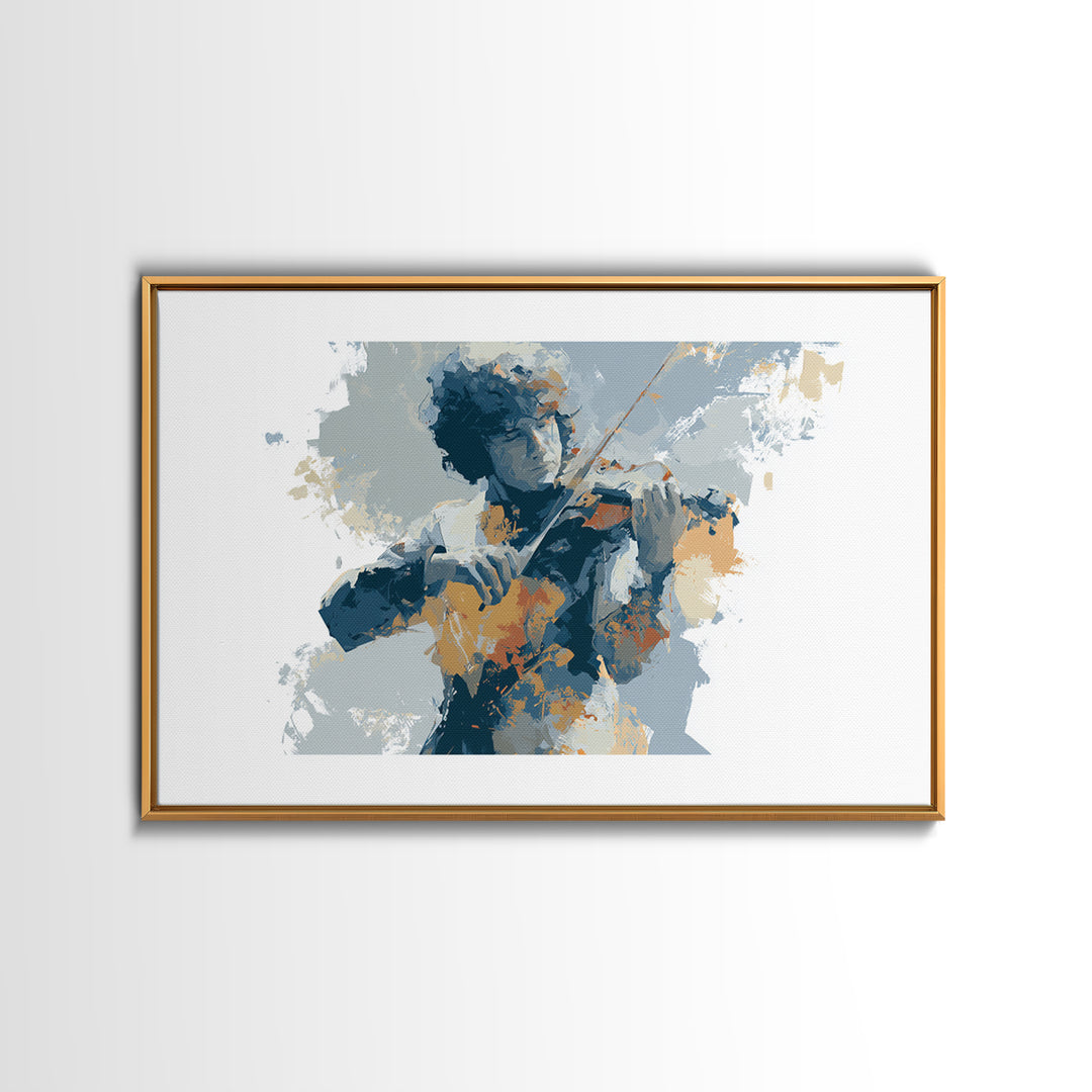 Violinist Painted in Electric Brush Marks Canvas Print, Expressionist Art, Modern Art, Living Room Decor, Fine Art, Expression, EXP-3x2-17