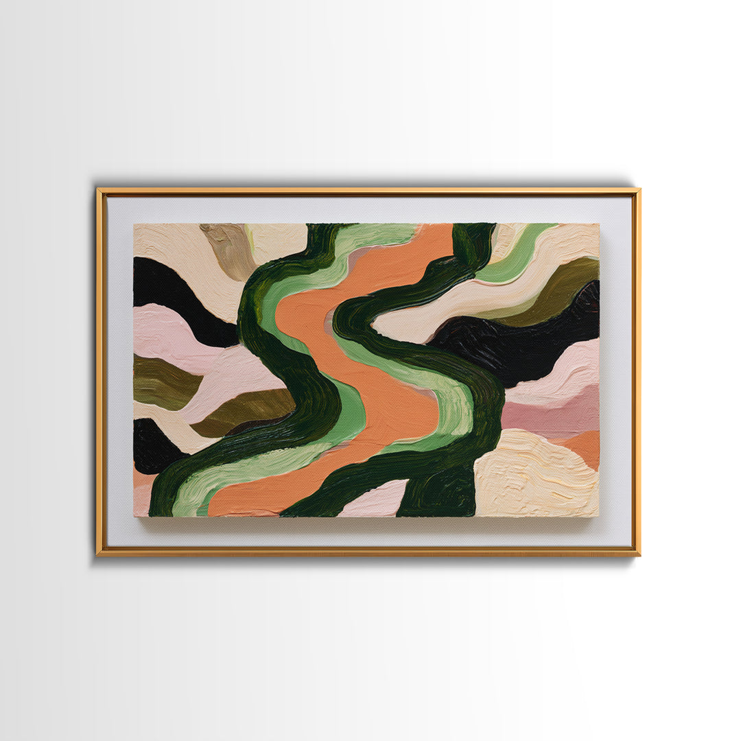 Garden Path with Thick Green and Orange Canvas Print, Expressionist Art, Canvas Art, Living Room Decor, Expression, EXP-3x2-18