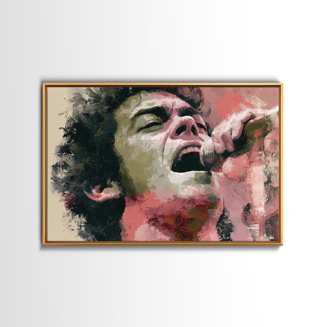 Portrait of a Singer Framed Canvas Print, Expressionist Art, Blue Wall Art, Living Room Decor, Expression, Luxury Decor, EXP-3x2-24