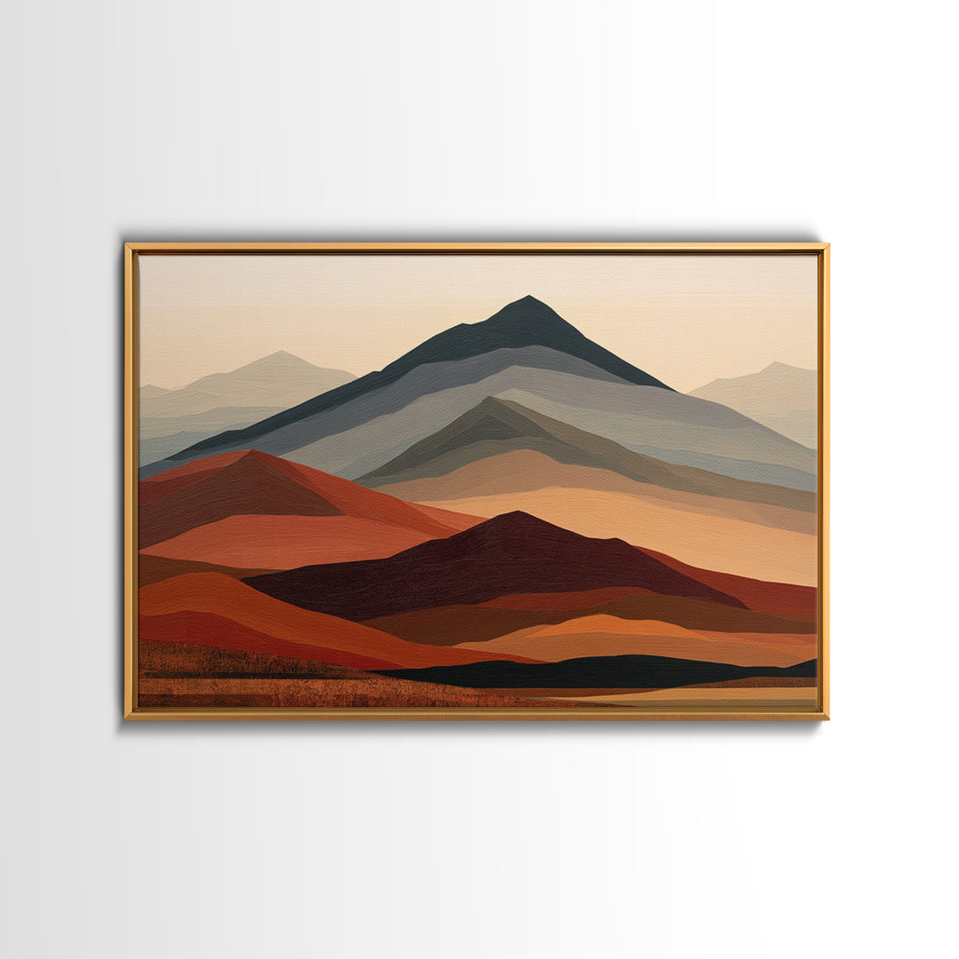 Mountain Landscape in Vibrating Color Bands Canvas Print, Expressionist Art, Moody Wall Art, Living Room Decor, Expression, EXP-3x2-25