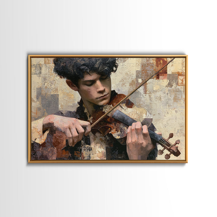 Violinist Painted in Electric Brush Marks Canvas Print, Expressionist Art, Colorful Wall Art, Living Room Decor, Expression, EXP-3x2-41