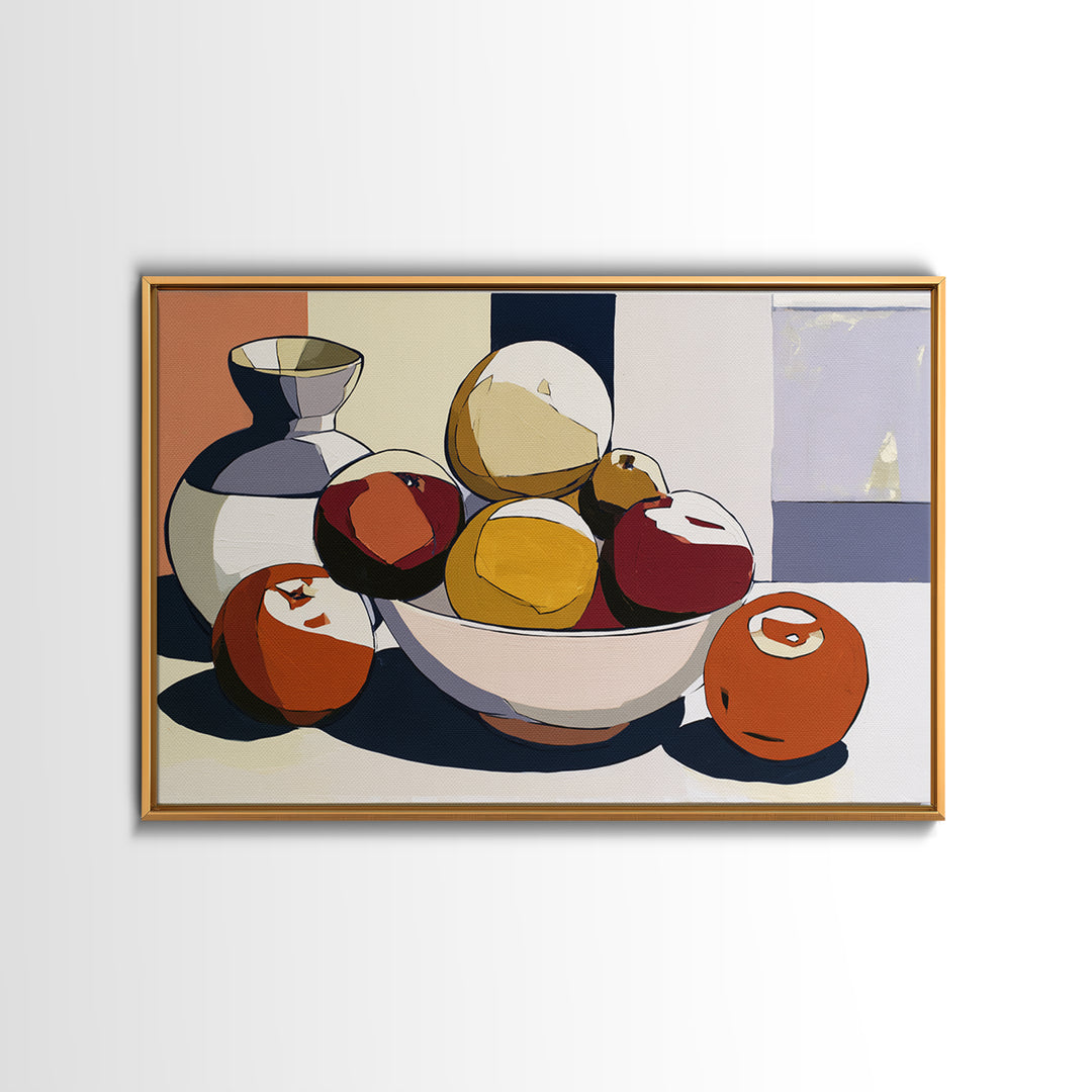 Bold Still Life of Fruit Framed Canvas Print, Expressionist Art, Gallery Decor, Living Room Decor, Fine Art, Expression, EXP-3x2-45