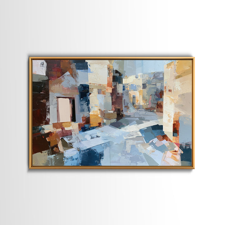 Distorted City Street Framed Canvas Print, Expressionist Art, Minimalist Wall Art, Living Room Decor, Fine Art, Expression, EXP-3x2-5