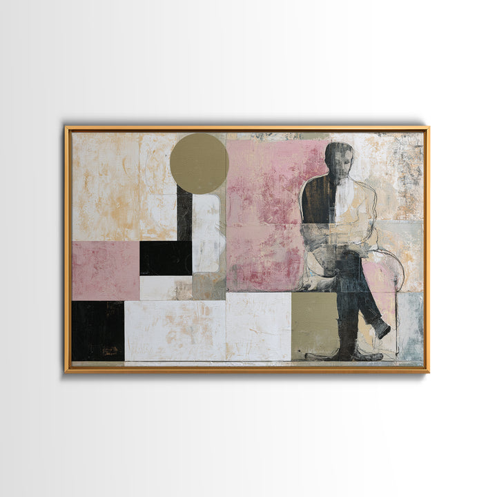 Seated Figure with Raw Gestural Outlines Framed Canvas Print, Expressionist Art, Digital Art, Living Room Decor, Expression, EXP-3x2-59