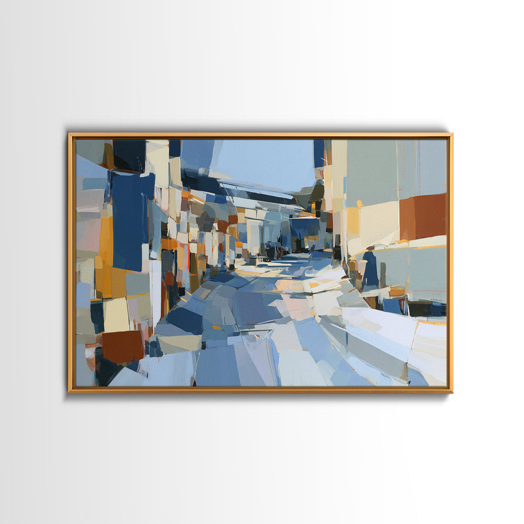 Distorted City Street Framed Canvas Print, Expressionist Art, Room Decor, Living Room Decor, Fine Art, Expression, EXP-3x2-77