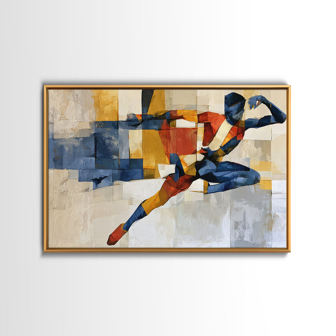 Dancer Figure Fractured into Vibrant Movement Canvas Print, Expressionist Art, Home Decor, Living Room Decor, Expression, EXP-3x2-80