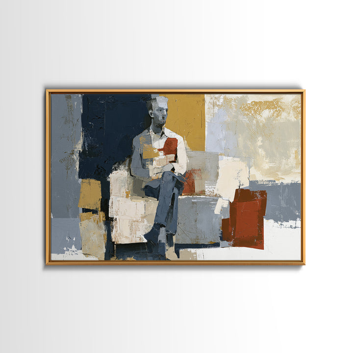 Seated Figure with Raw Gestural Outlines Canvas Print, Expressionist Art, Abstract Art, Living Room Decor, Fine Art, Expression, EXP-3x2-83