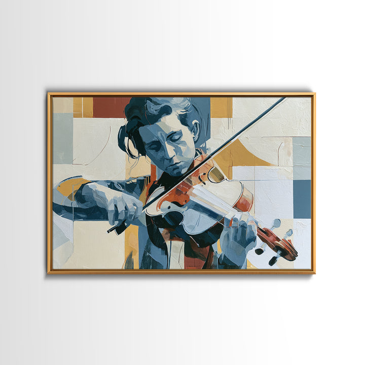 Violinist Painted in Electric Brush Marks Canvas Print, Expressionist Art, Boho Decor, Living Room Decor, Oil Painting, EXP-3x2-89
