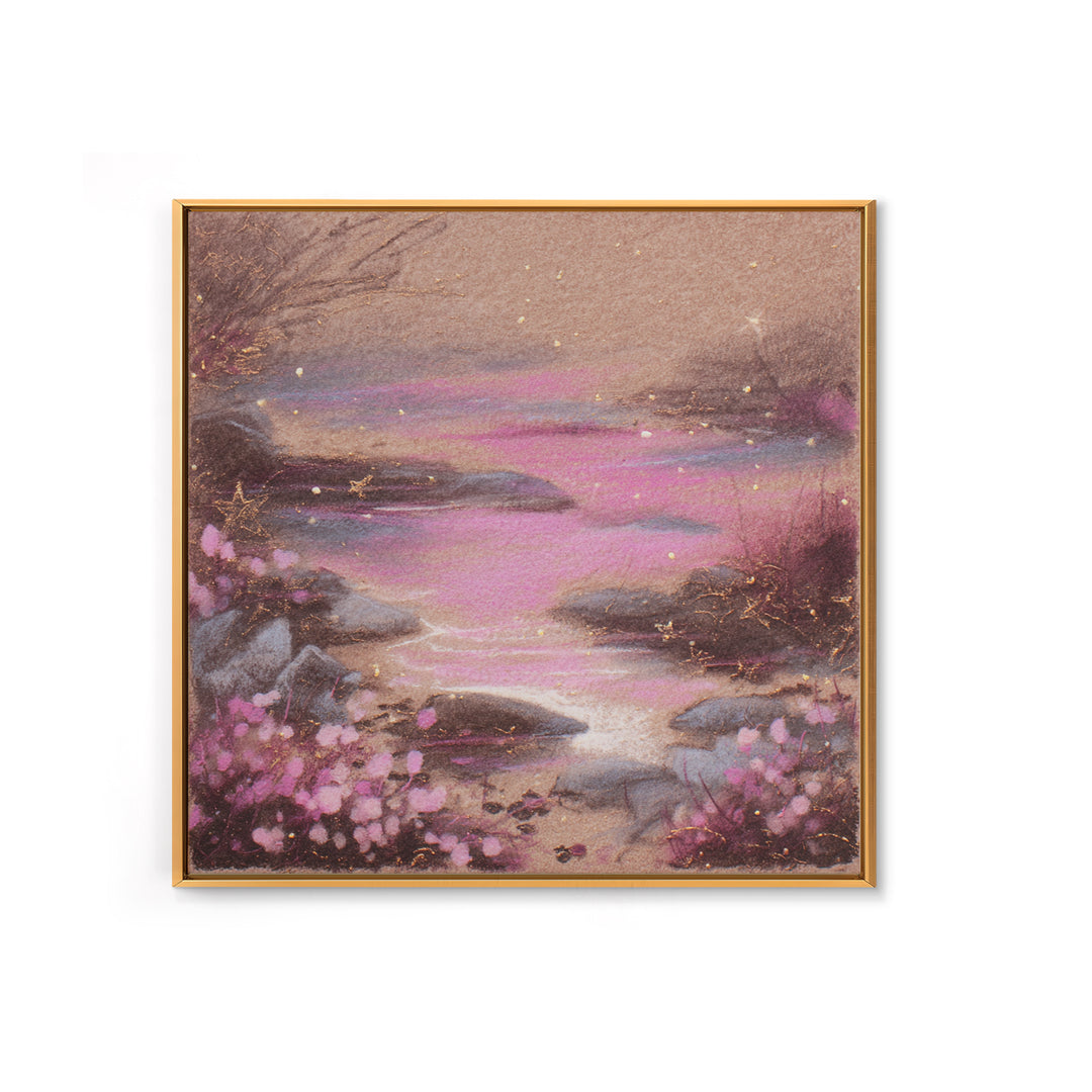 Mermaid Lagoon with Bioluminescent Water Framed Canvas Print, Fantasy Art, Gallery Decor, Living Room Decor, Fine Art, Mythic, FAN-1x1-32