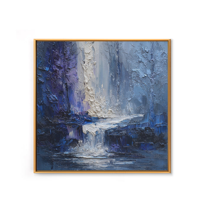 Crystal Cave with Luminous Blue Reflections Framed Canvas Print, Fantasy Art, Gallery Decor, Living Room Decor, Mythic, FAN-1x1-78