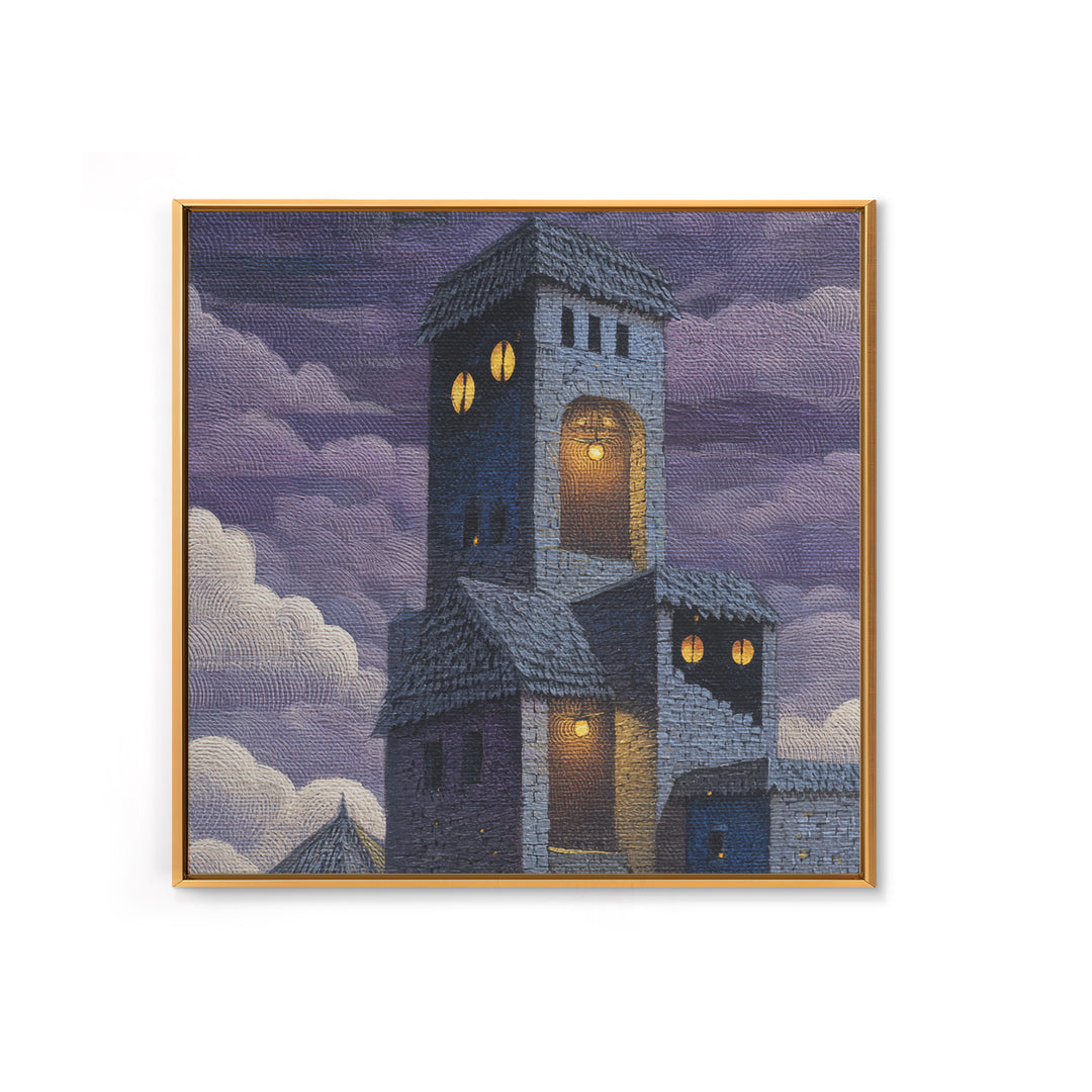 Armored Knight Facing a Glowing Portal Framed Canvas Print, Fantasy Art, Fine Art Print, Living Room Decor, Oil Painting, FAN-1x1-79