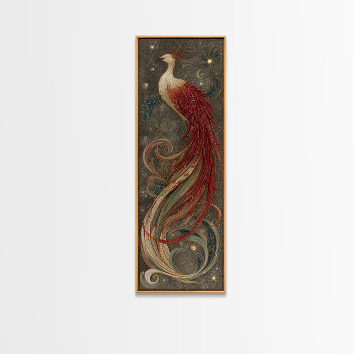 Phoenix Rising in Gold and Crimson Flames Canvas Print, Fantasy Art, Room Decor, Living Room Decor, Fine Art, Mythic, FAN-1x3-17
