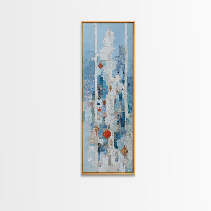 Crystal Cave with Luminous Blue Reflections Canvas Print, Fantasy Art, Acrylic Painting, Living Room Decor, Fine Art, Mythic, FAN-1x3-42
