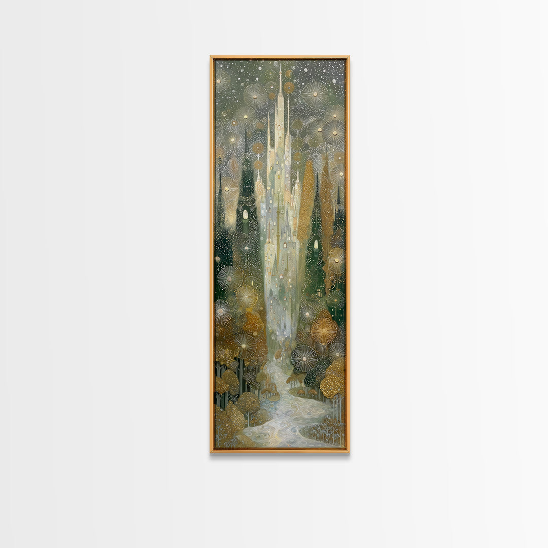 Mythic Waterfall Guarded by White Wolves Canvas Print, Fantasy Art, Wall Decor, Living Room Decor, Abstract Art, Mythic, FAN-1x3-60