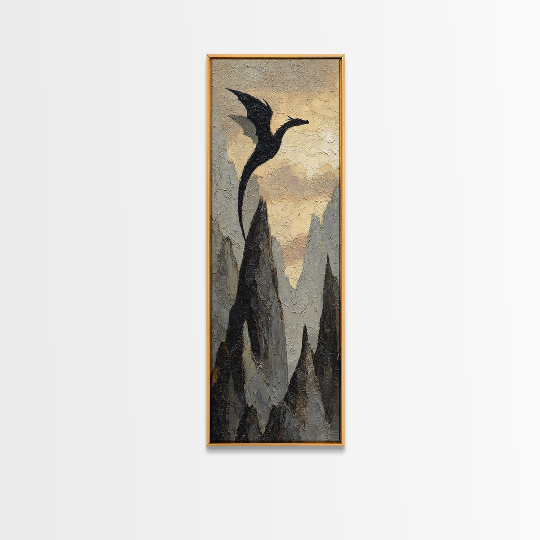 Wizard Tower under a Violet Storm Sky Framed Canvas Print, Fantasy Art, Fantasy, Living Room Decor, Fine Art, Mythic, FAN-1x3-64
