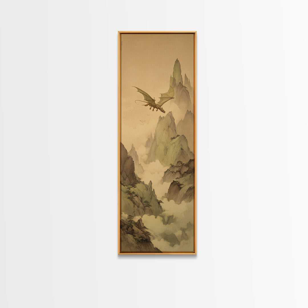 Griffin Perched on a Castle Wall Framed Canvas Print, Fantasy Art, Fantasy Home Decor, Living Room Decor, Fine Art, Mythic, FAN-1x3-70