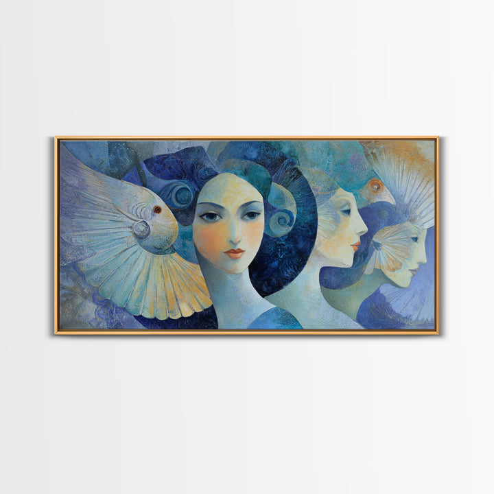 Sorceress Holding a Sphere of Starlight Framed Canvas Print, Fantasy Art, Minimalist Decor, Living Room Decor, Fine Art, Mythic, FAN-2x1-13