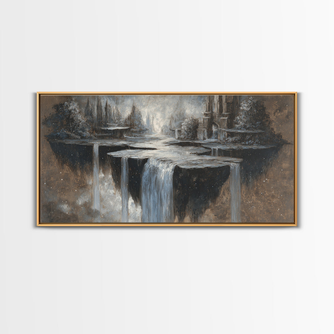 Dwarven Forge with Molten Gold Glow Framed Canvas Print, Fantasy Art, Home Decor, Living Room Decor, Fine Art, Mythic, FAN-2x1-86