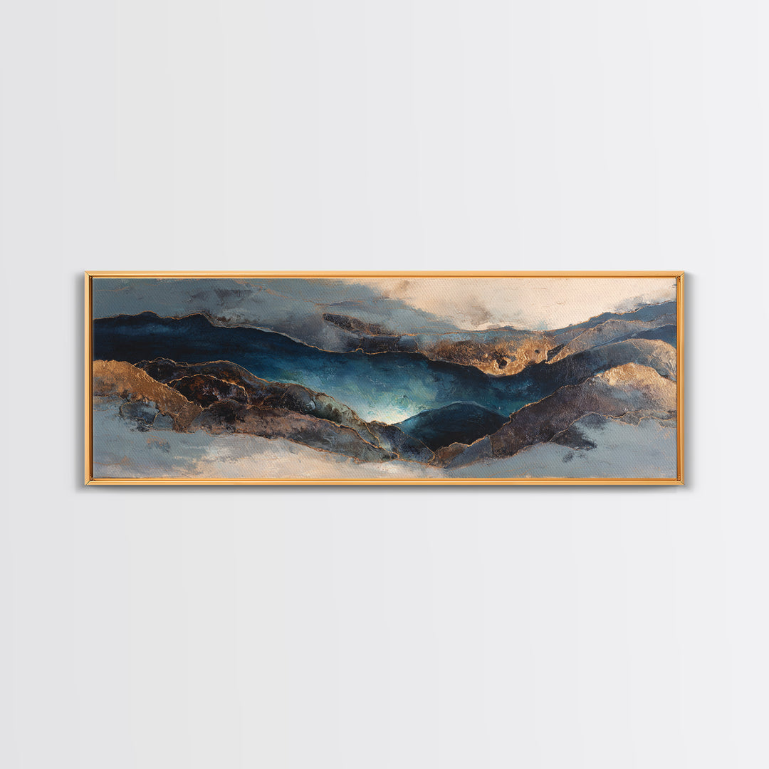 Dwarven Forge with Molten Gold Glow Framed Canvas Print, Fantasy Art, Home Decor, Living Room Decor, Fine Art, Mythic, FAN-3x1-10