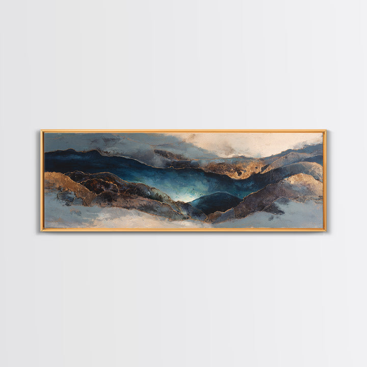 Dwarven Forge with Molten Gold Glow Framed Canvas Print, Fantasy Art, Home Decor, Living Room Decor, Fine Art, Mythic, FAN-3x1-10