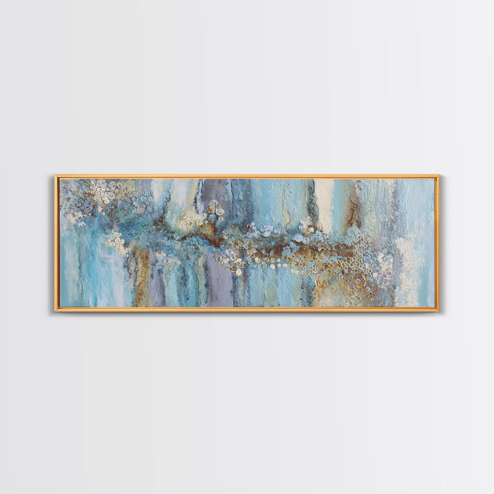 Mythic Waterfall Guarded by White Wolves Canvas Print, Fantasy Art, Living Room Decor, Fine Art, Mythic, Neutral Decor, FAN-3x1-16