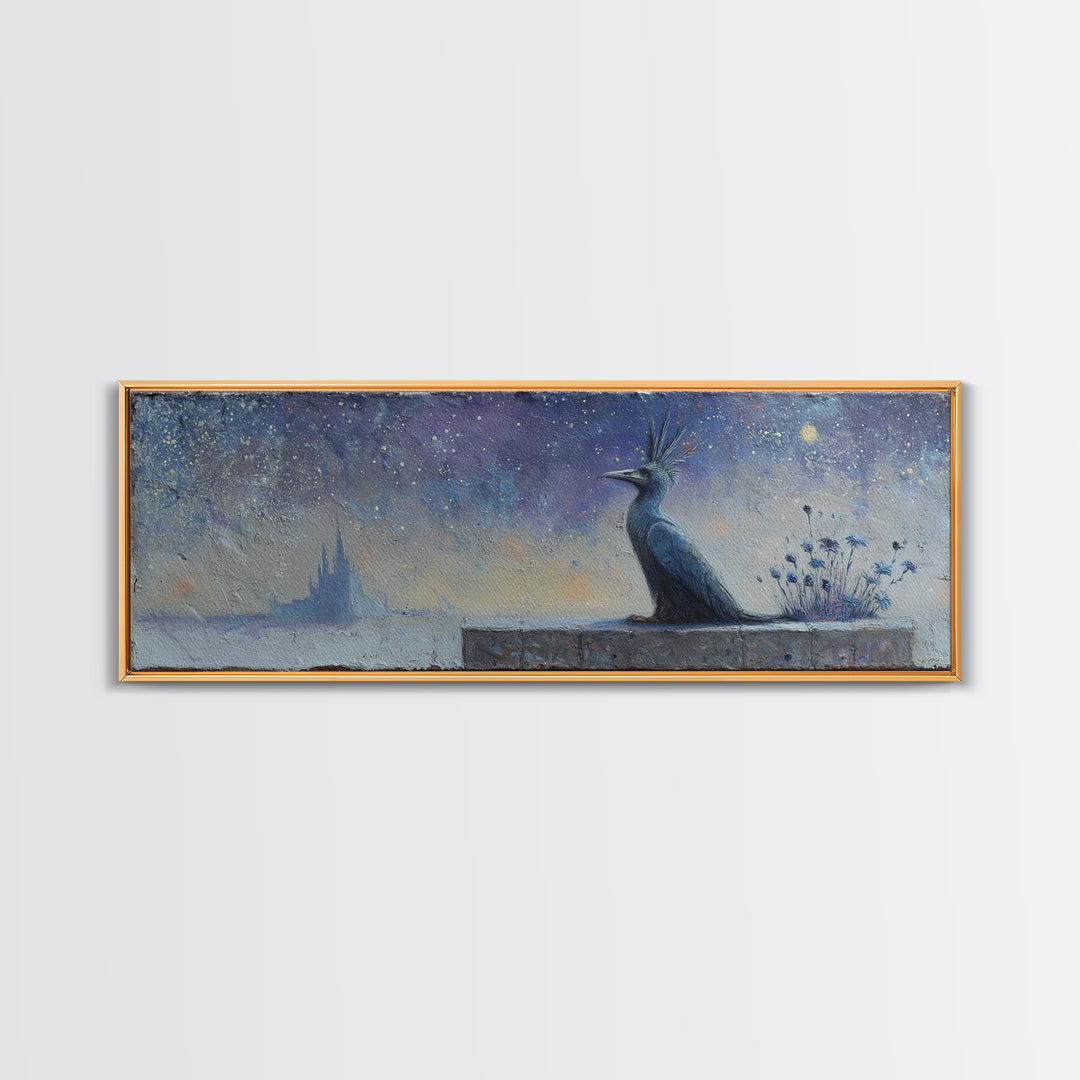 Armored Knight Facing a Glowing Portal Framed Canvas Print, Fantasy Art, Wall Decor, Living Room Decor, Oil Painting, Mythic, FAN-3x1-47