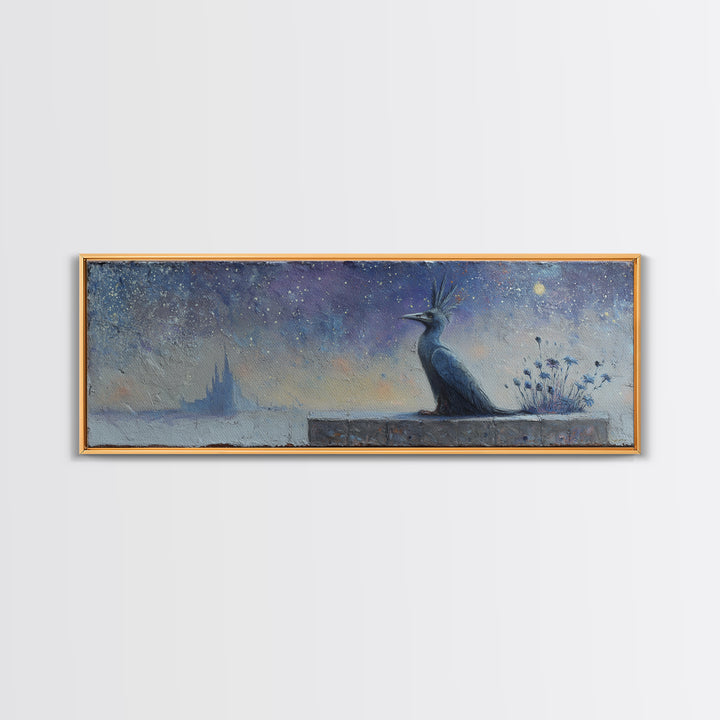 Armored Knight Facing a Glowing Portal Framed Canvas Print, Fantasy Art, Wall Decor, Living Room Decor, Oil Painting, Mythic, FAN-3x1-47
