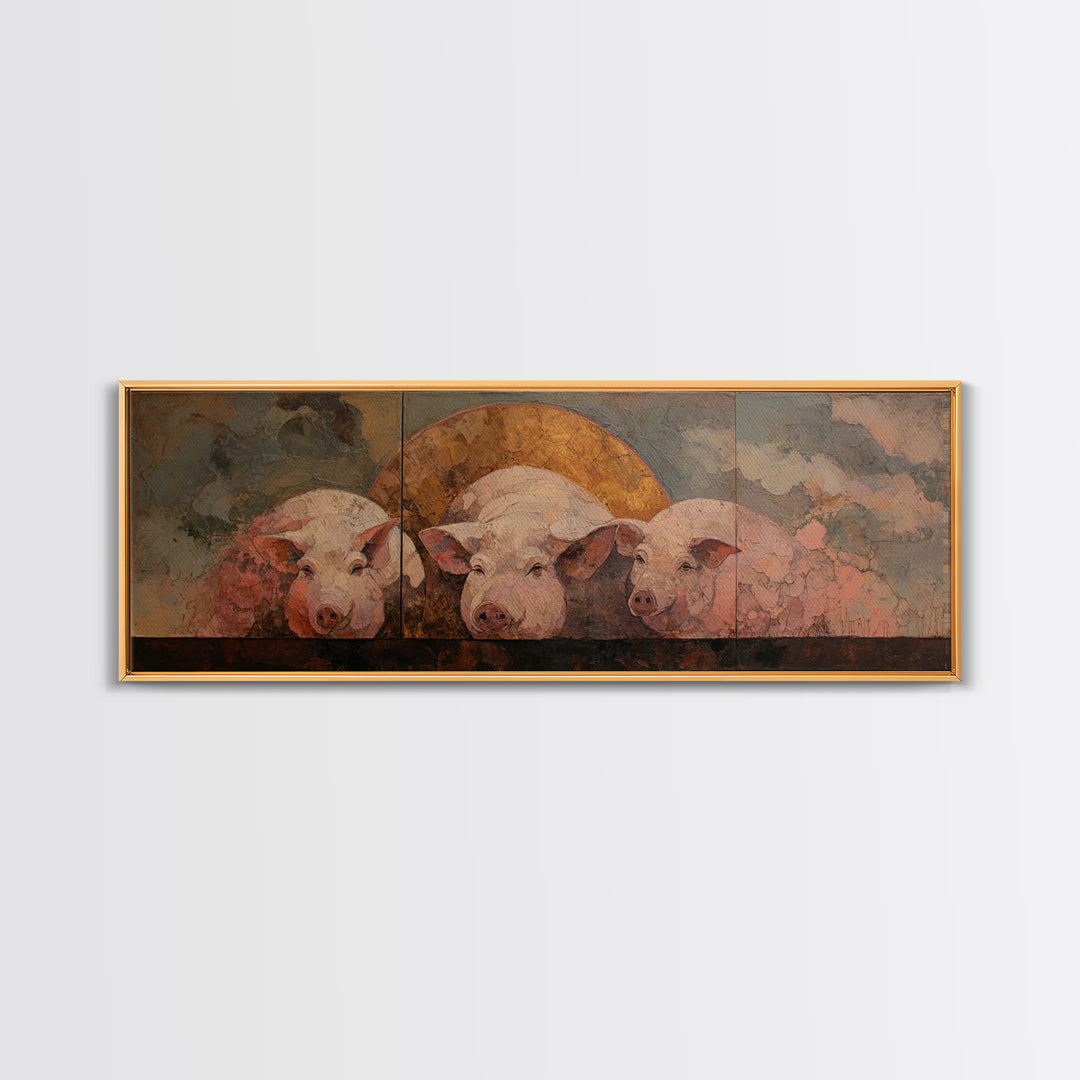 Faerie Market under Giant Mushrooms Framed Canvas Print, Fantasy Art, Contemporary Art, Living Room Decor, Fine Art, Mythic, FAN-3x1-55