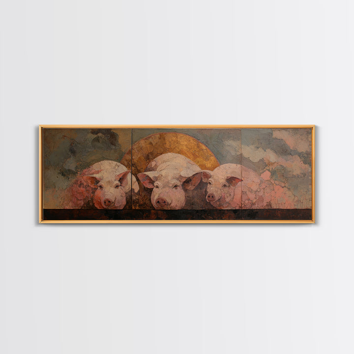 Faerie Market under Giant Mushrooms Framed Canvas Print, Fantasy Art, Contemporary Art, Living Room Decor, Fine Art, Mythic, FAN-3x1-55