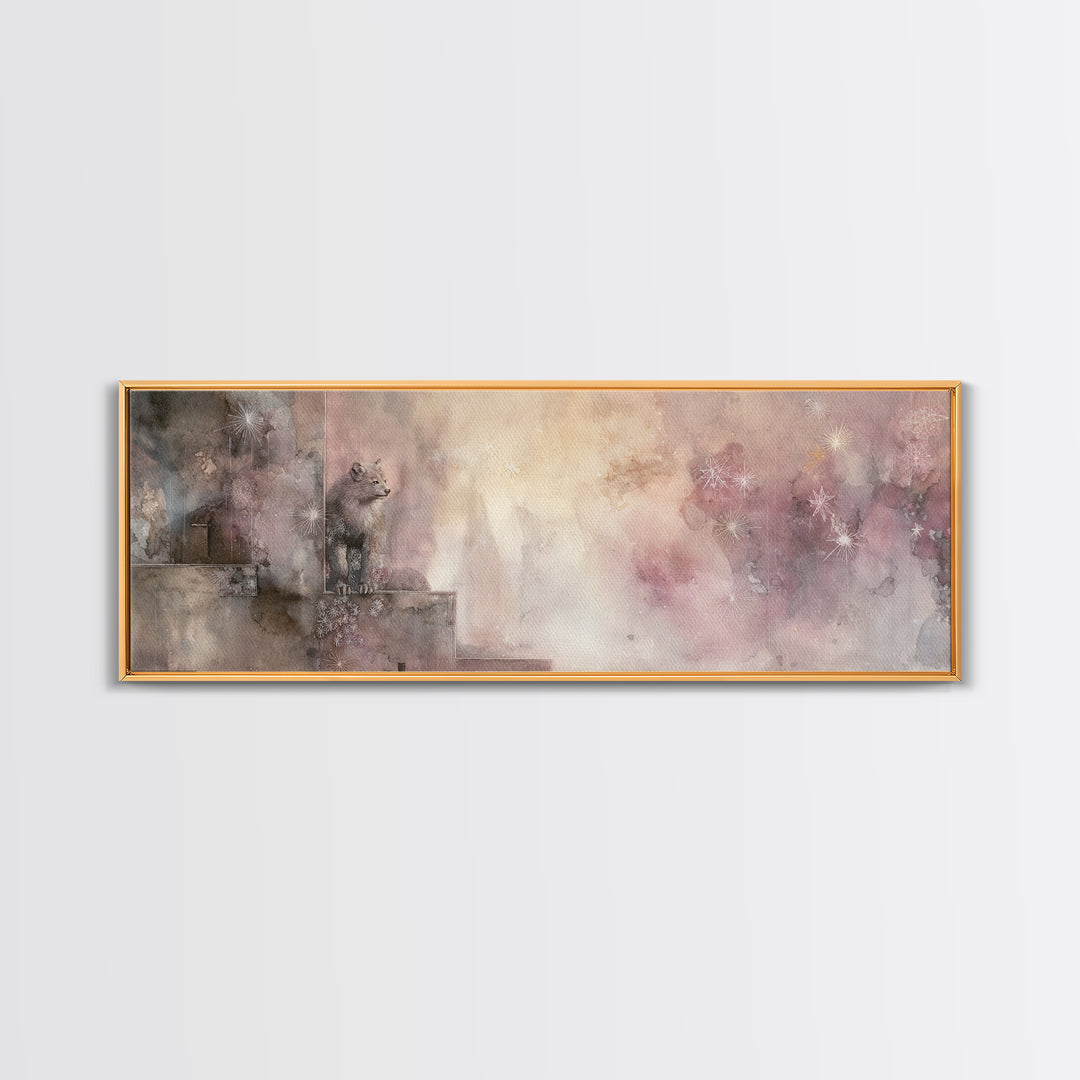 Armored Knight Facing a Glowing Portal Canvas Print, Fantasy Art, Art Nouveau, Living Room Decor, Mythic, Fantasy Wall Art, FAN-3x1-71