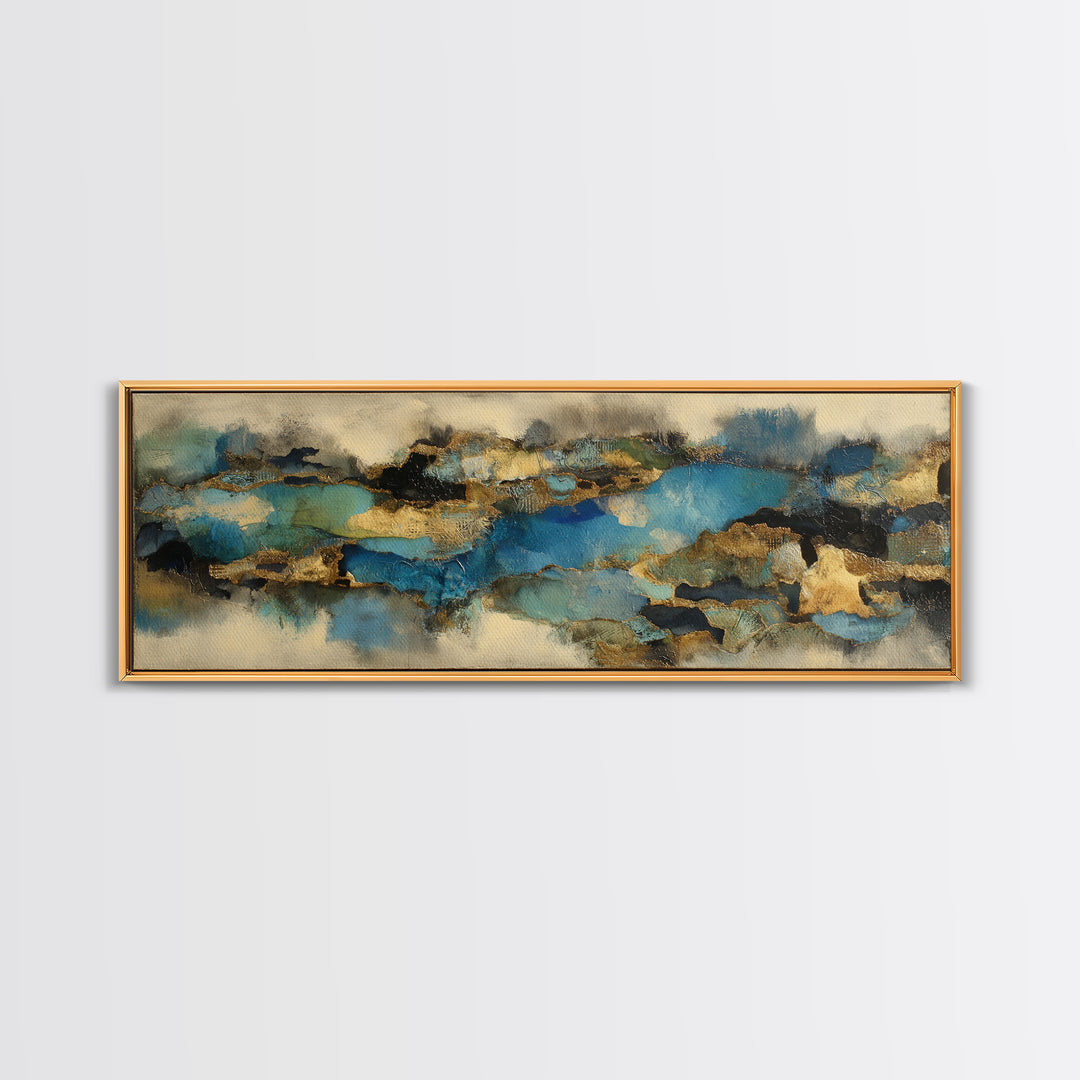 Dwarven Forge with Molten Gold Glow Framed Canvas Print, Fantasy Art, Boho Wall Art, Living Room Decor, Fine Art, Mythic, FAN-3x1-82