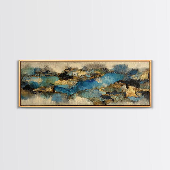 Dwarven Forge with Molten Gold Glow Framed Canvas Print, Fantasy Art, Boho Wall Art, Living Room Decor, Fine Art, Mythic, FAN-3x1-82