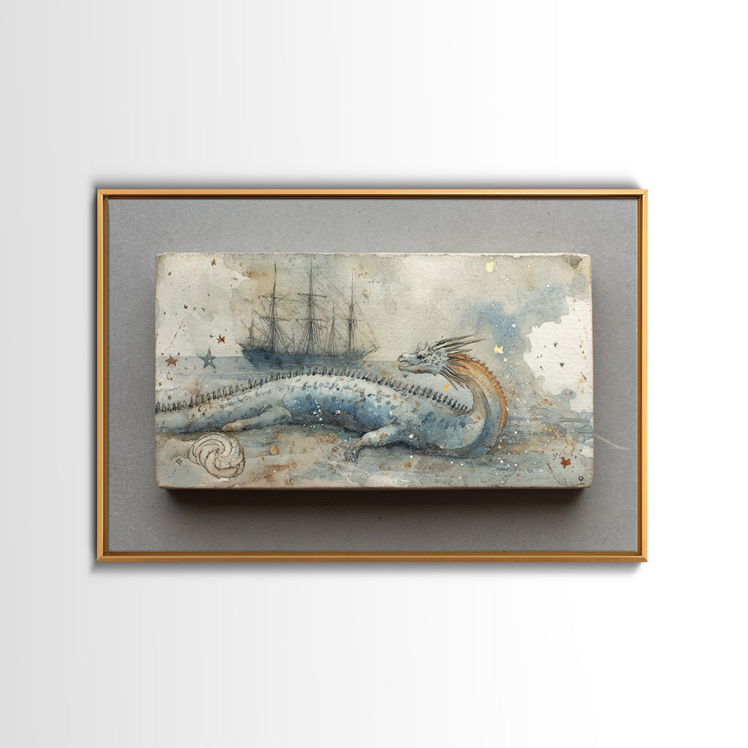 Ancient Map Landscape Framed Canvas Print, Fantasy Art, Final Fantasy Art, Living Room Decor, Watercolor Art, Mythic, FAN-3x2-41