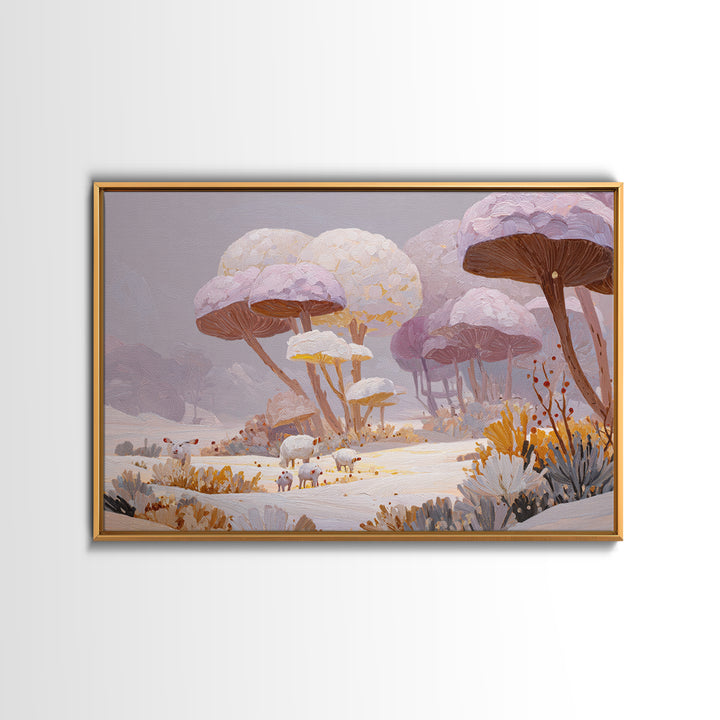 Crystal Cave with Luminous Blue Reflections Framed Canvas Print, Fantasy Art, Dragon Art, Living Room Decor, Oil Painting, FAN-3x2-82