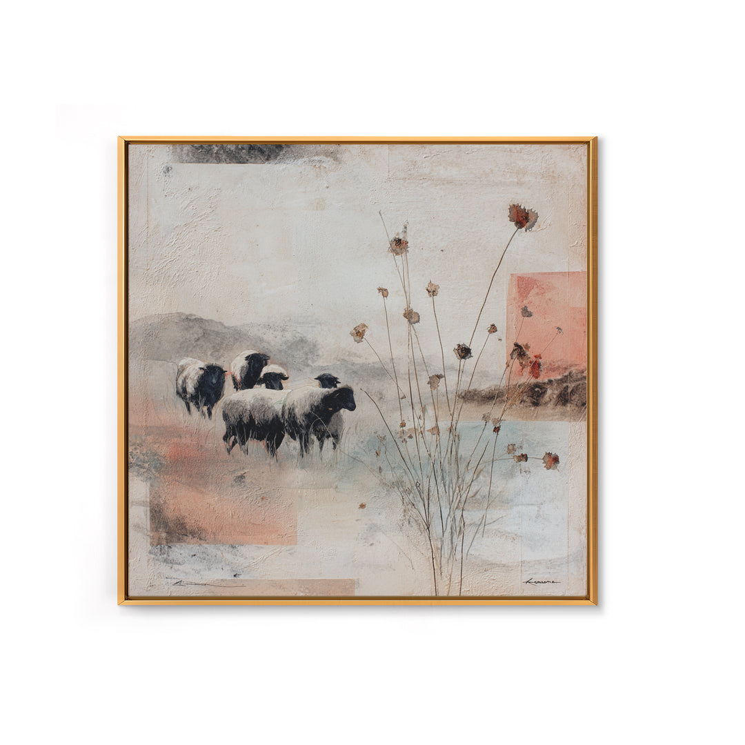 Rustic Barn in Golden Field Light Canvas Print, Farmhouse Art, Landscape Painting, Farmhouse Decor, Fine Art, Harvest, FAR-1x1-26